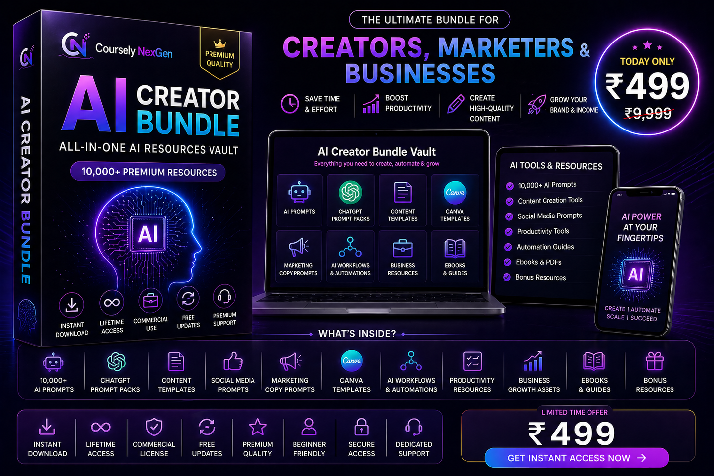 AI Creator Bundle – 10,000+ Prompts, Templates & Tools for Content, Marketing & Business Growth