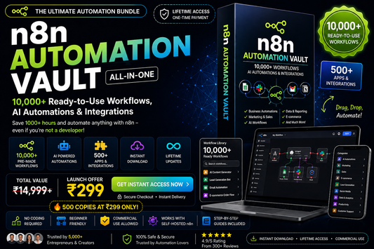 n8n Automation Vault – 10,000+ Ready-to-Use Workflows, AI Automations & Integrations